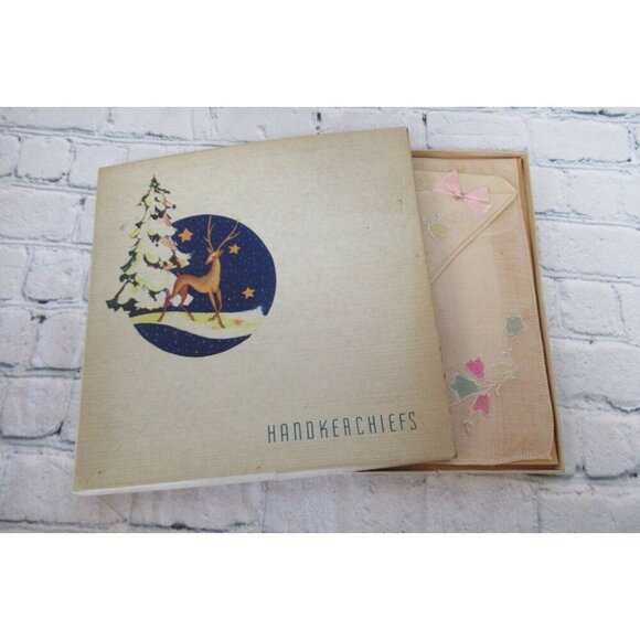 Vintage MCM Handkerchiefs Lot 10 Lace Embroidered Prints Solids Mix Some In Box - Picture 13 of 16